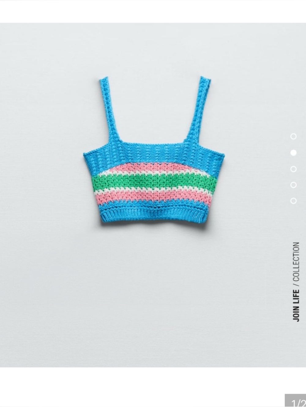 Zara Crocheted Crop Top in Blue, Pink & Green